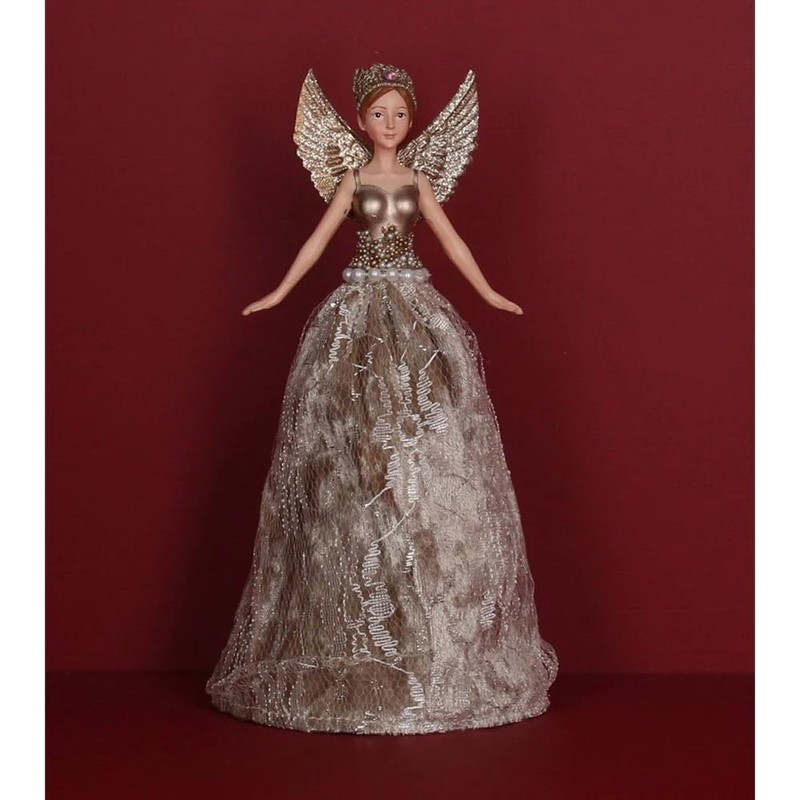 Gisela Graham Christmas Tree Decoration Lux Gold Lace Tree Top