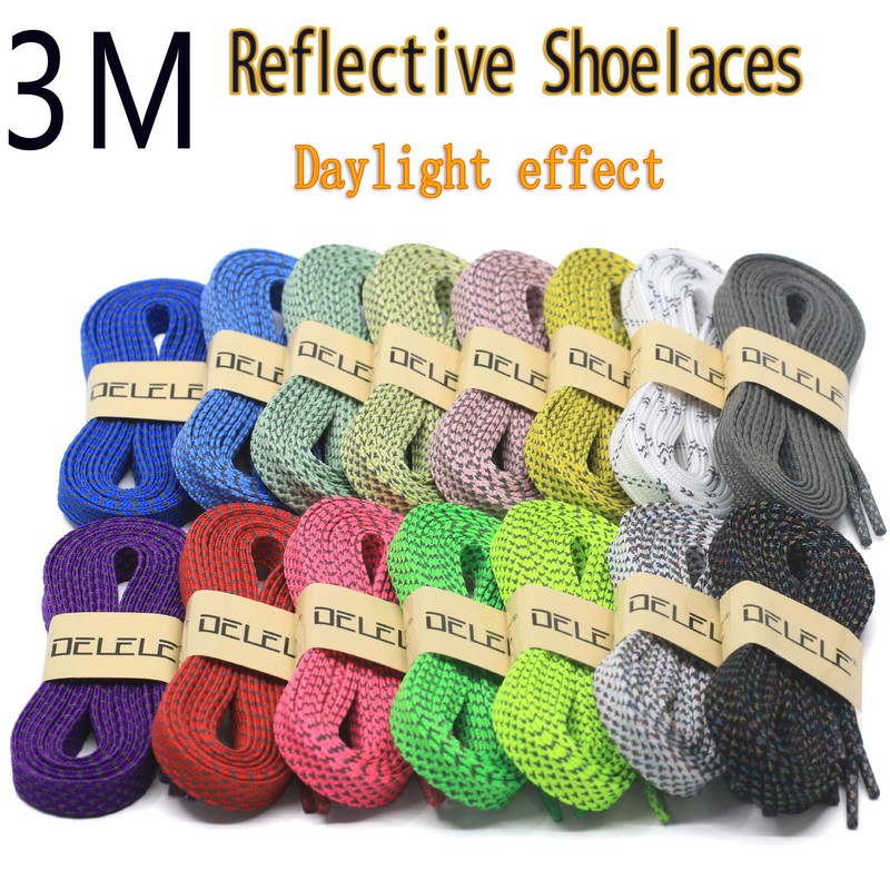 DELELE 2 Pairs Reflective Shoelace Flat Yellow Safety Laces for