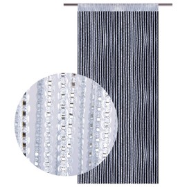 String curtain with pull-through bars, lurex-look curtain, elegant and stylish decoration in many colours and sizes, 90x200cm