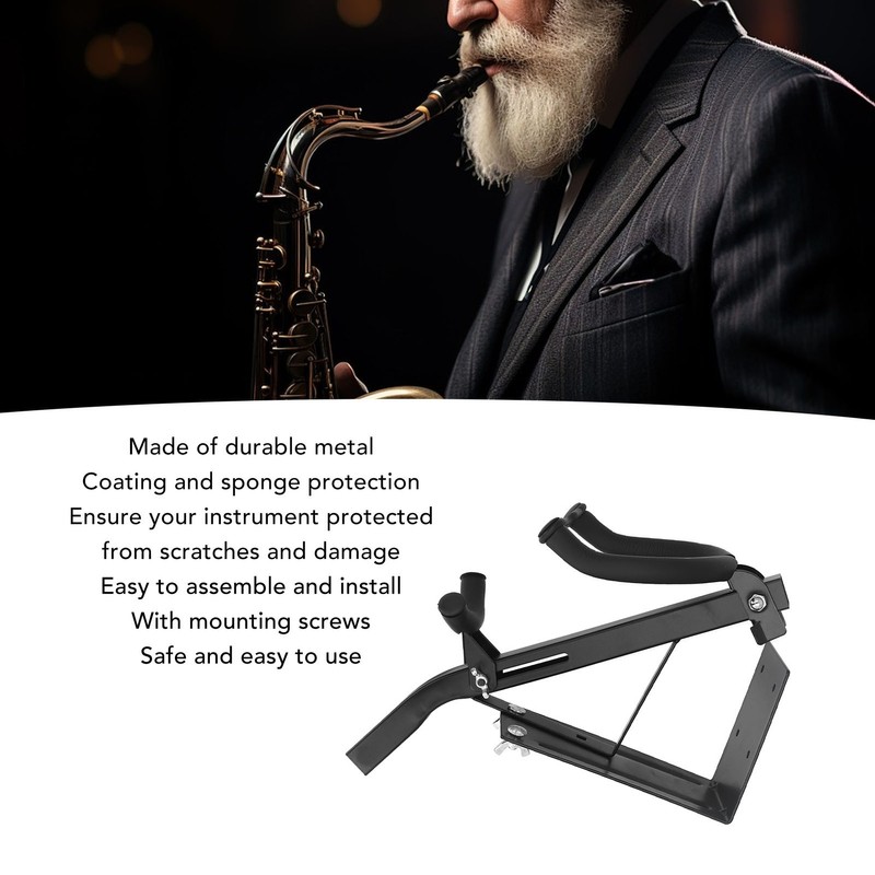 Alto Sax Wall Mount Stand Metal Sponge Hold Tenor Saxophone