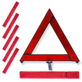 Triangle warning sign, reflector, stop sign, for emergency stops, accidents, highways, car equipment, foldable, case (5)