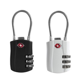 UP Security TSA Approved Luggage Locks with Cable – Durable Combination Padlock for Suitcases, Backpacks, Gym Lockers & Travel Gear (Black+White)