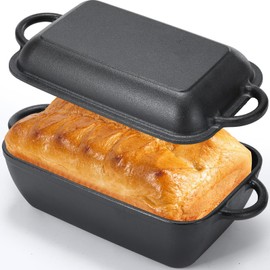 Teenyyou Cast Iron Bread Pan with Lid Pre-Seasoned Dutch Oven 5.7QT Non-Stick Bread Loaf Pan, Sourdough Artisan Bread Baking Pan for Baking Bread Roasting