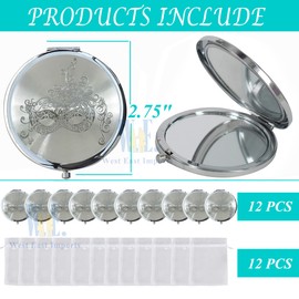12 Pcs Masquerade Mask Compact Mirrors Party Favors - Quinceanera/Sweet 16 Birthday/Bridal Shower/Wedding Favors