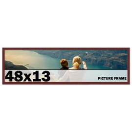 CountryArtHouse 48x13 Frame Brown Mahogany Picture Frame - Solid Wood Frame Kit Includes UV Acrylic Plexiglass, Acid Free Foam Backing Board and Hanging Hardware