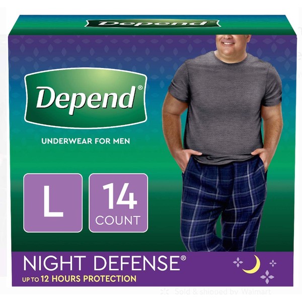 Depends Mens Overnight Underwear,1 pack, Large