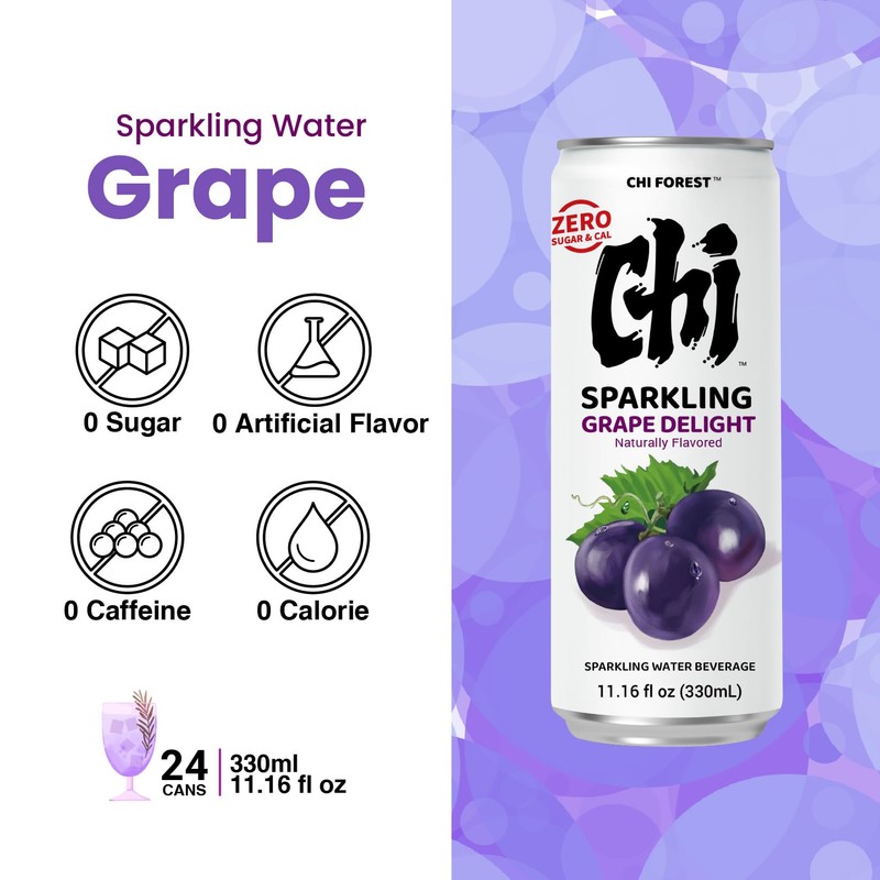 CHI FOREST Grape Delight sparkling water, 0 Sugar 0 Carolies,