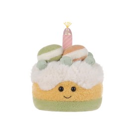 Apricot Lamb Macaroon Birthday Cake Stuffed Animals for Kids, Soft Cute Plush Toys for Baby Girl and Boy, Fluffy Macaroon Birthday Cake 7.1 Inches