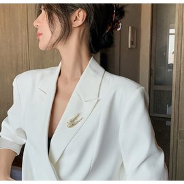 Elegant Angel Wings Feather Suit Pin Collar Pin Brooch for Women Wedding Party Decoration Birthday Christmas Gift Gold and Silver (Gold)