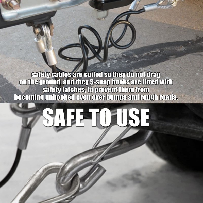 AYMMIC 44-1/2'' Trailer Coiled Safety Cables,Self Coiling Towing Safety Cables