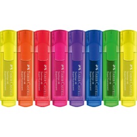 FABER-CASTELL 254648 Highlighter Set 46, Pack of 8, Neon Colours, with Durable Chisel Tip, Line Width 1-5 mm, Refillable