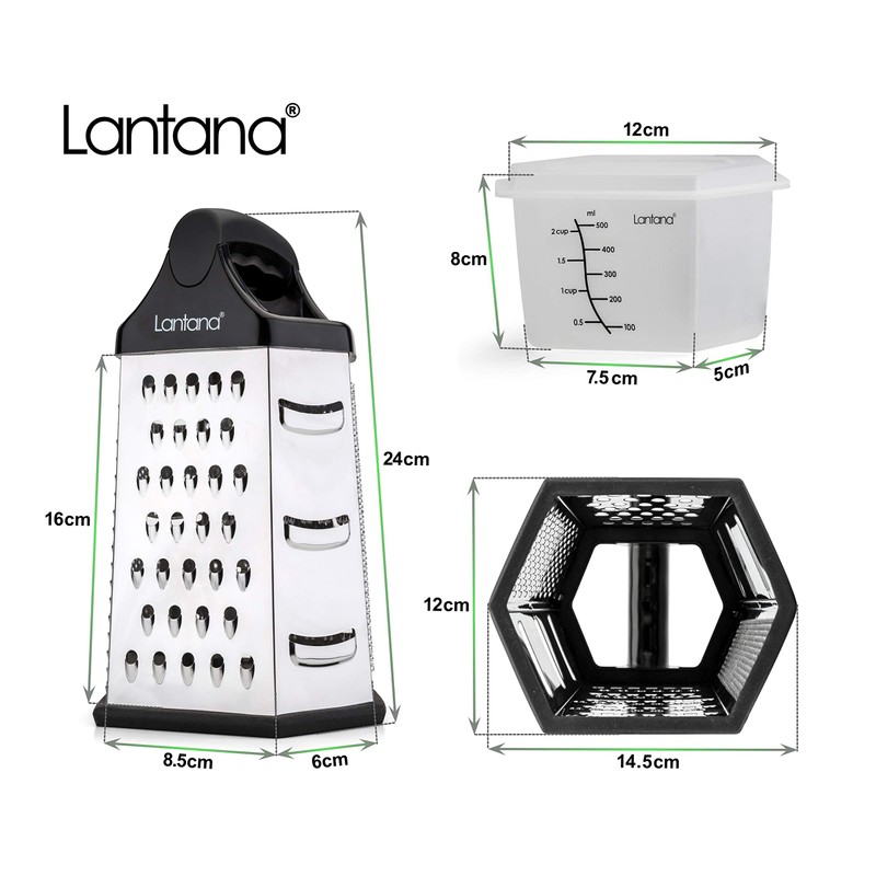 Lantana Cheese Grater with Container – Hand held Grater/Slicer/Zester. 6
