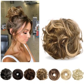 Charmele Messy Bun Hair Piece Human Hair, Human Hair Bun, Hair Buns Hair Piece, Messy Bun Hair Scrunchie 100% Real Hair Bun, Messy Bun Hair Piece for Women Brown Mixed Honey Blonde