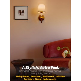 Teqinchy Battery Operated Wall Sconces Set of 2,Vintage Brass Gold Fabric Sconce Light with Linen Cloth Shade Dimmable Rechargeable Cordless Wall Mounted Lamp for Bedroom Living Room Hallway