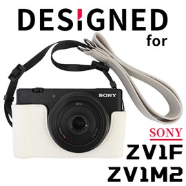 VOVMOEYA Camera Half Case for Sony ZV-1M2/ZV-1F, PU Leather Camera Case Kit with Shoulder Strap-ZV1M2/ZV1F