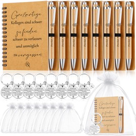 Sinmoe 8 Sets Geschenk für Kollegen Mitarbeiter Motivierendes Spirale Notizblock Danke für Alles Holz Kugelschreiber Großartige Kollegen Sind Schwer zu Finden Schlüsselanhänger Jobwechsel Weihnachten