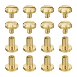 sourcing map 8Pcs Brass Chicago Screw, 8mm Concave Leather Rivets Belt Screw Binding Stud Nail Rivets Fasteners for Leathercraft Belt Jean DIY