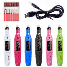 USB Electric Nail Drill,Portable Electric Nail Drill,Professional Nail File,YIMART Gel Nails Manicure Pedicure Polishing with 6Pcs Nail Drill Bits Nail Art Tools Kit Nail Drill Machine (Pink)