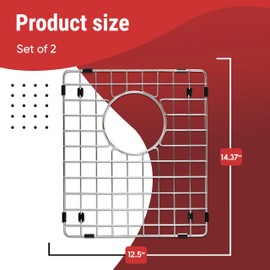 Sink Protectors for Kitchen Sink, Stainless Steel Protective Grid 14.37 x 12.5 Inch, 2 Pack Sink Rack for Bottom of Sink