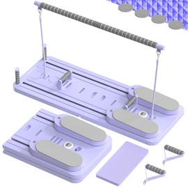 PRO 7-in-1 Multifunctional Pilates Board 40LB Resistance, Foldable Pilates Reformer Machine for Home Workout with Timer, Phone Holder, Push-up Bar, Ab Board, 330LBS Capacity Portable Set, Purple