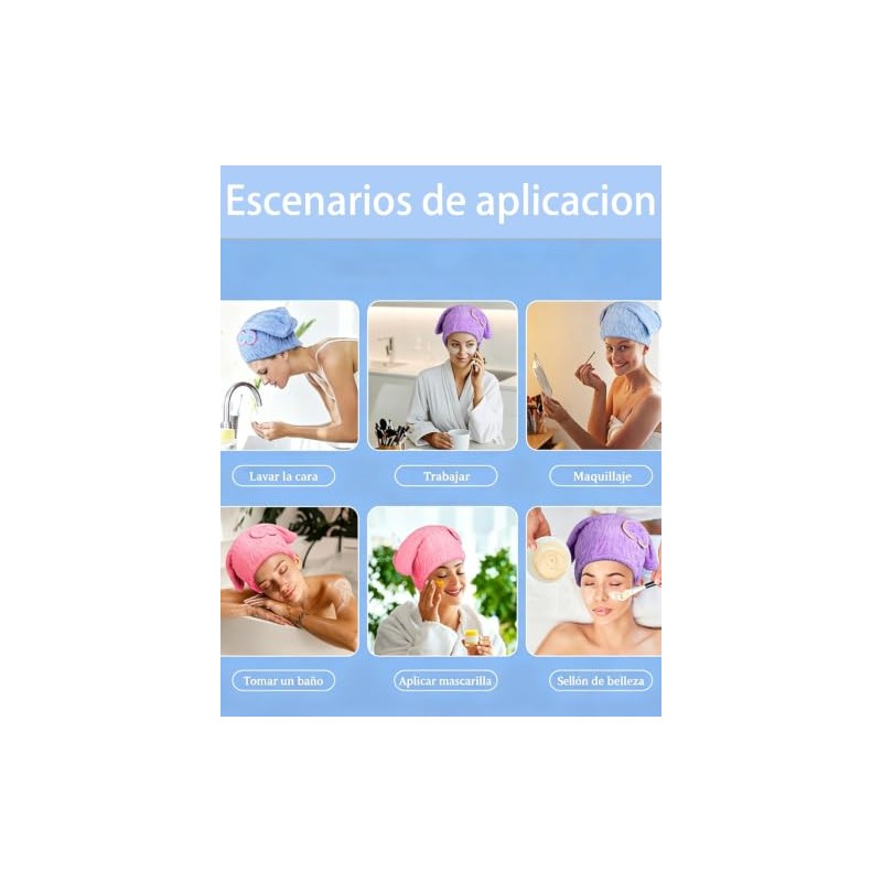 3 Toalla De Microfibra para El Cabello,para Mujeres Y Niños
