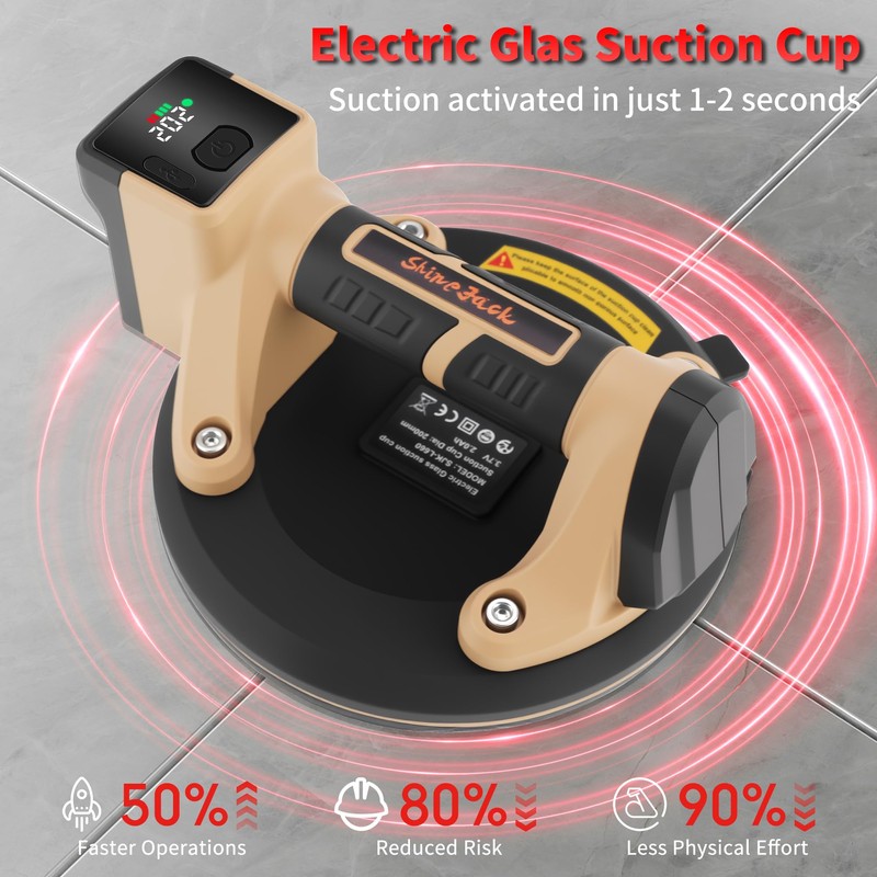 ShineJack 8” Electric Suction Cup Lifter,Heavy Duty Vacuum Suction Cups