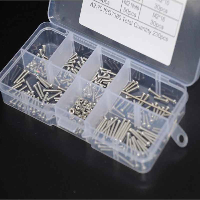 MEZOKUCEL Nuts, 230pcs M2 304 Stainless Steel Cup Head Hex