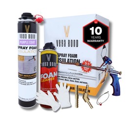 Vega Bond SF001 1-Pack with Gun and Cleaner, Premium Single Component, Self Expanding, Purplecoat Closed Cell Insulation Spray Foam, 29 oz w/ 5.66 R-Value, Acoustic Spray (20 Board Feet Coverage)