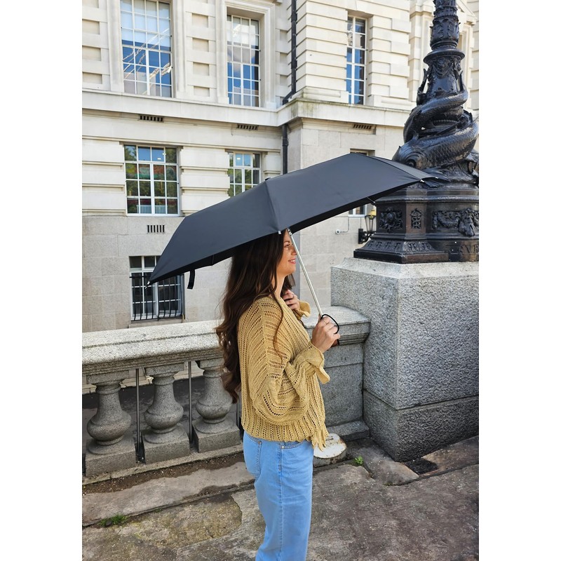 Fulton Fulton Stowaway Deluxe Black Unisex_Adult Umbrella Deluxe Black One