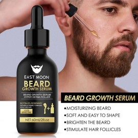 Suero Activador de Barba con Biotina y Romero + Rodillo Engrosa, Fortalece y Acelera el Crecimiento del Vello Facial Suero 60 ml Fragancia Lavanda