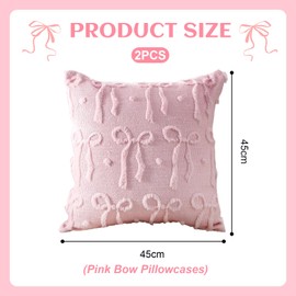 FloralGrace Pink Decorative Cushion 45 x 45 cm Set of 2 Soft Plush Decorative Cushion Covers Aesthetic Flower Cushion Pink Room Decoration for Bed Sofa Living Room Clean Girl