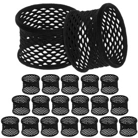 Chuangdi 20 Pieces Large Cotton Hair Ties Thick Hollow Cotton Stretch Ponytail Ties Netted Sport Elastics Scrunchies for Thick Heavy Curly Hair(Black)