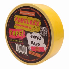 KABELREX Gaffer Tape Yellow 5 cm x 55 m Extra Strong & Residue-Free - 10% More Length than Standard - Matte, Waterproof Cloth Tape Like Duct Tape for Stage, Household & DIY