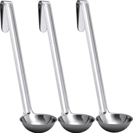 Super Sturdy, Ergonomic 1 Oz. Soup Ladle 3 Pk. Stainless Steel Ladles with Long Handles. Best Kitchen Accessories for Stirring, Portioning and Serving Soups, Chili and Stew in Restaurants and at Home