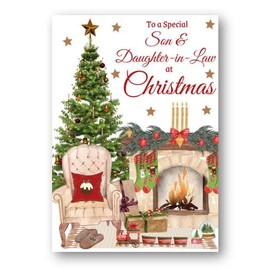 Second Ave Son & Daughter-in-Law Christmas Home Fireplace Xmas Holiday Festive Greetings Card