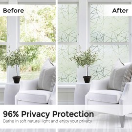Coavas Window Privacy Film Frosted Glass Window Clings Bathroom Frosting Window Stickers Decorative Heat UV Blocking Window Coverings Static Cling for Glass Windows No Adhesive (Pure,23.6x78.7 inch)