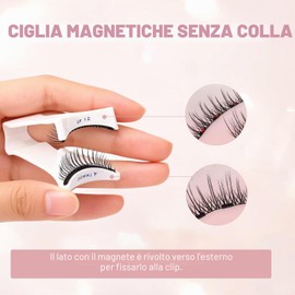 Ciglia magnetiche, 3 strati con 16 pezzi (6 paia), ciglia magnetiche naturali in 6 design, con applicatore e spazzola, riutilizzabili, per trucco da donna, idea regalo (Rosa)