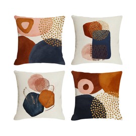 Jartinle Boho Abstract Pillow Covers Set of 4 Mid Century Modern Decor Accent Throw Pillows Abstract Geometric Minimalist Pillow Cases for Couch Sofa Home Decorations (Navy Blue, 20x20)