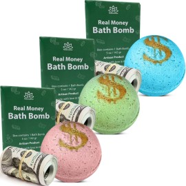 Relaxcation 3 Set Bath Bombs with Cash Surprise Inside - Real Money Up to 100 Bill Inside