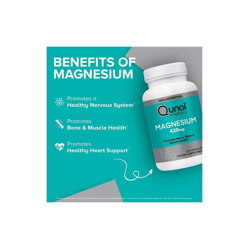 Glicinato De Magnesio 420mg Magnesium Glycinate 420mg, 120 Vegan Capsules