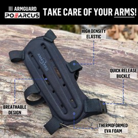 Archery Arm Guard - Lightweight Forearm Guard EVA Foam Stuffing, Vented Design, Forearm Guard with Full Coverage & Total Protection with Quick-Release Buckles (Black, L - Length 9.5")