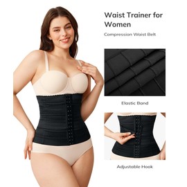 LODAY Waist Trainer for Women Corset Shapewear Tummy Control Faja Body Shaper Waist Cincher(Black,Large)