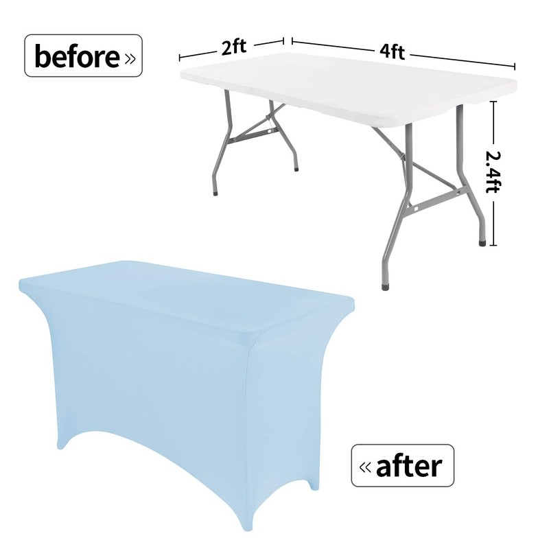 Peomeise 4FT Spandex Table Cover Rectangular Stretch Spandex Tablecloth (Blue