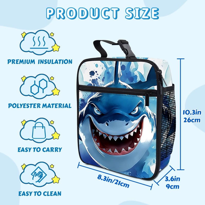 MoYueno Kids Lunch Box, Shark Insulated Lunch Box for Toddler