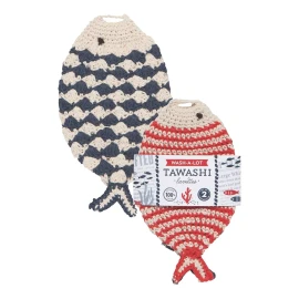 Now Designs Tawashi Dishcloth Scrubbers, Little Fish