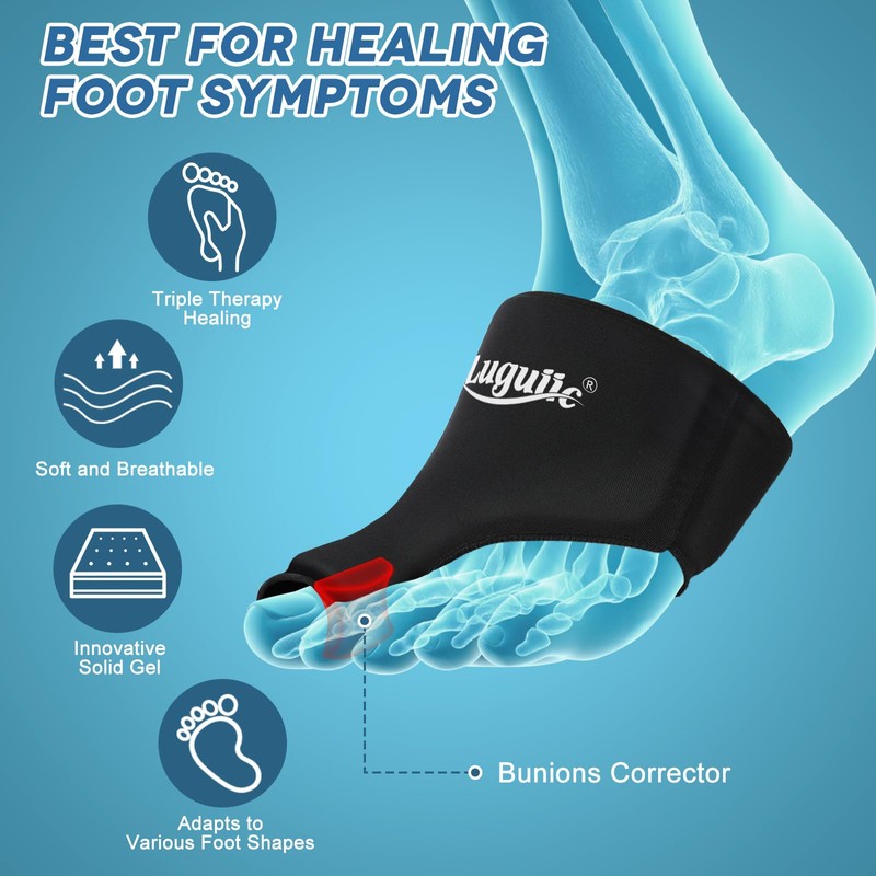 Luguiic 2-Pack Foot Ice Pack Wraps – Non-Slip Bunion Relief