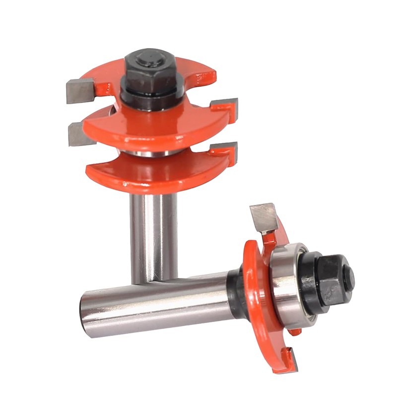 Sinoprotools Adjustable Tongue and Groove Router Bit Set 1/2" Shank,2