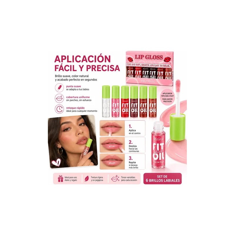 Set De Cuidado Labial Hidratante Glossy Liquid Lip Oil Gloss