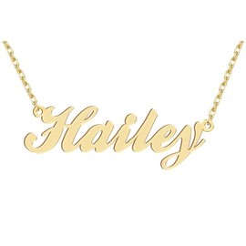 18k Gold Plated Hailey Name Pendant Necklace Nameplate Necklaces Womens Stainless Steel Graduation Mother Jewelry