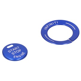 Engine Start Button Cover, 2pcs Engine Start Stop Button Trim Cover Aluminum Alloy Decor Fit for Infiniti Q50 Q50L QX60(Blue)